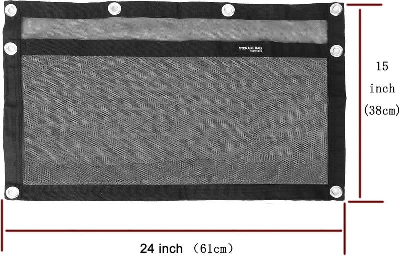 SUNOOM Upgrade Boat Storage Bag,Mesh Suspended Storage Organizer, Cargo Net Pocket Organizer Pouch Bag,Boat,Truck SUV Travel Long Road Trip Camping Interior Accessories with 6 pcs Elastic Ring (24 INCH) - Image 3